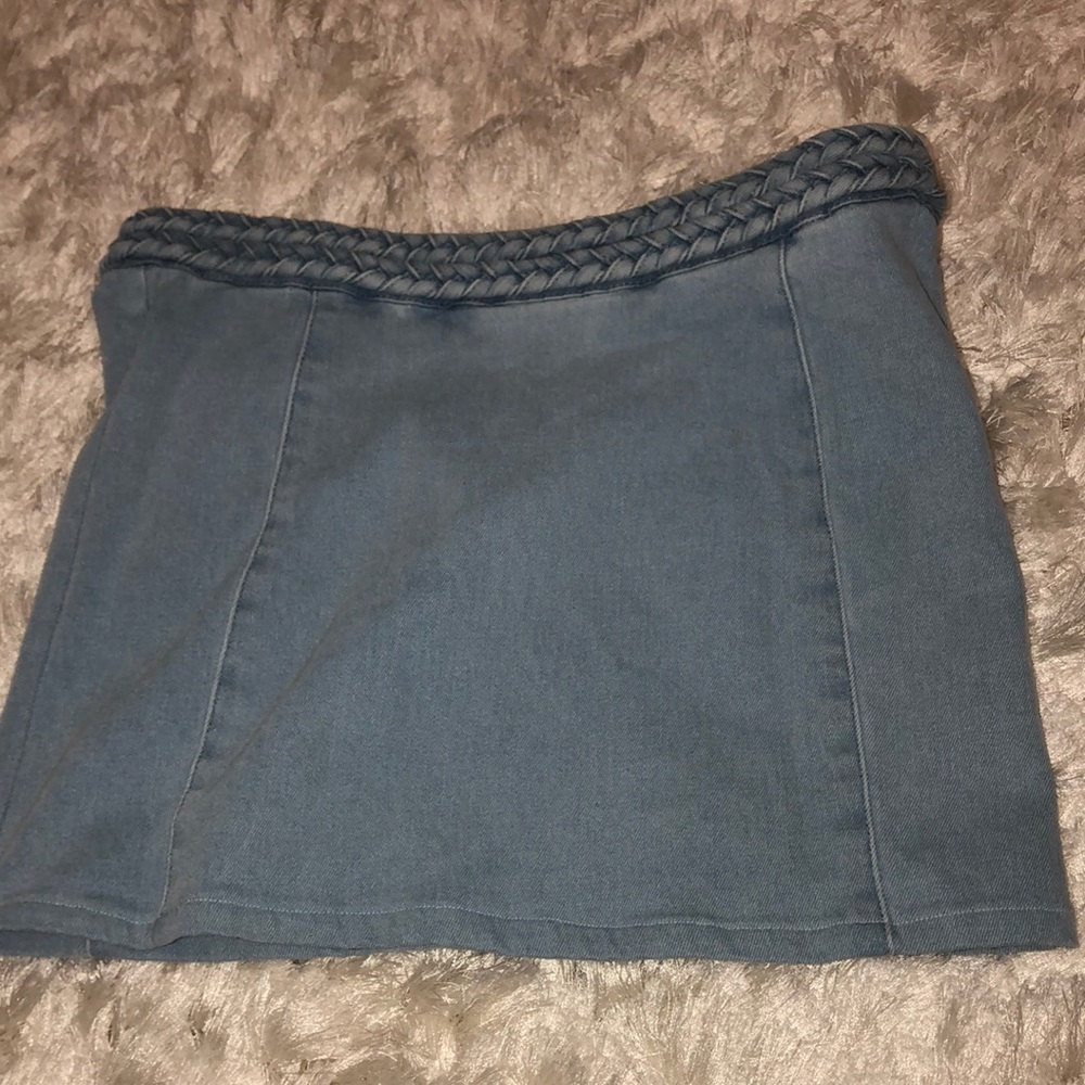 JEAN PENCIL SKIRT w braid on top
